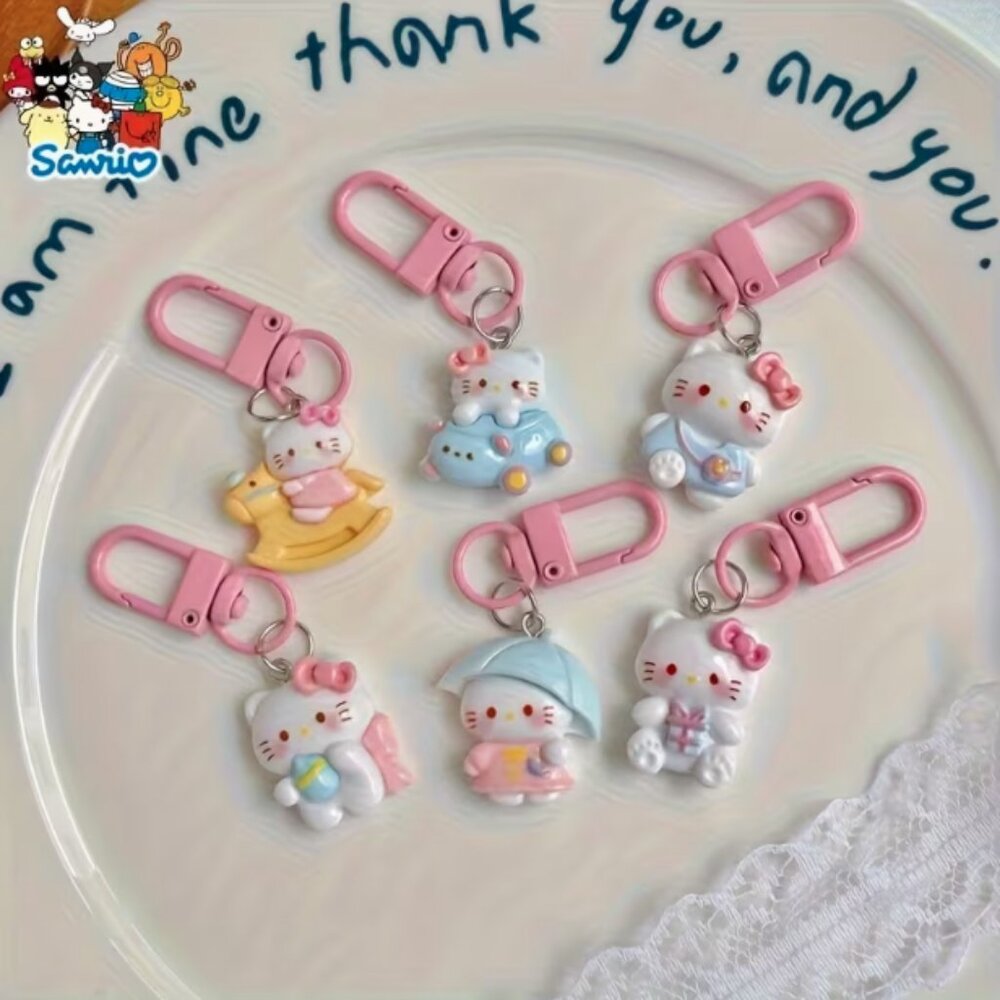 🍏50% OFF/3+...6-pcs Set of Cute Hello Kitty Bag Charms